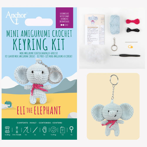 Anchor Mini Amigurumi Key Ring - Eli the Elephant